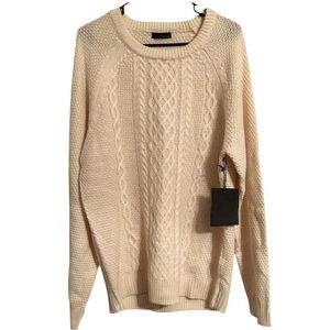 Royal Knights Men’s Cable Knit Sweater Oatmeal‎ Beige Crew Neck Size XL